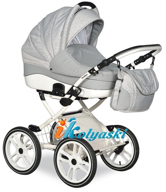 Детская универсальная коляска Slaro Indigo 17 S Plus 14 дюймов - Сларо Индиго , 2 в 1, коляска для новорожденных на классической раме с надувными колесами 14 дюймов или 40 см, люлька из эко-кожи, производство Польша.  Цвет S33