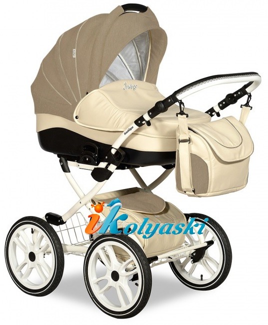 Детская универсальная коляска Slaro Indigo 17 S Plus 14 дюймов - Сларо Индиго , 2 в 1, коляска для новорожденных на классической раме с надувными колесами 14 дюймов или 40 см, люлька из эко-кожи, производство Польша.  Цвет S35