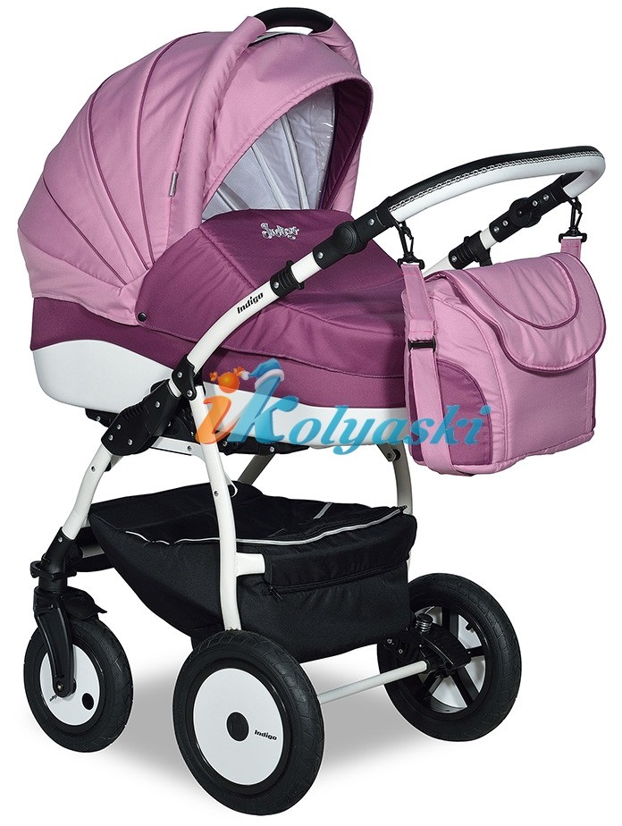 Детская коляска для новорожденных 3 в 1 на поворотных колесах Slaro Indigo F - Сларо Индиго, коляска с автокреслом, цвет 35