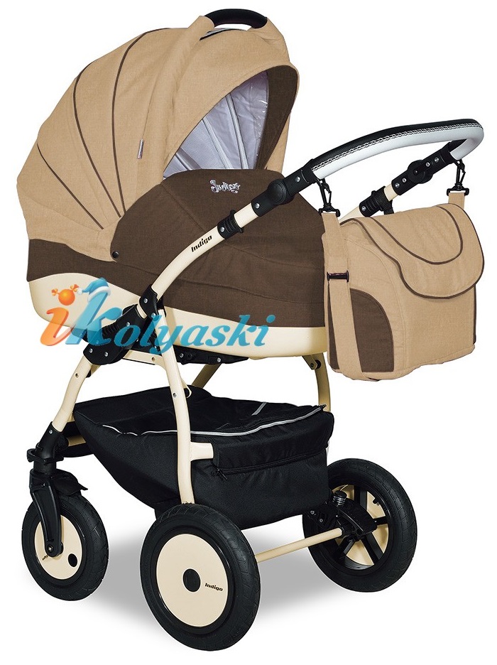Детская коляска для новорожденных 3 в 1 на поворотных колесах Slaro Indigo F - Сларо Индиго, коляска с автокреслом, цвет 36