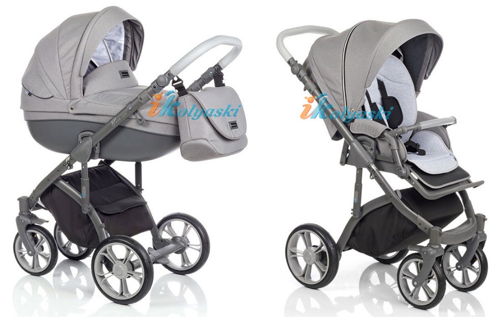 Модная детская коляска 3 в 1 на поворотных колесах ROAN BASS SOFT цвет DENIM (JEANS) GREY-GRAPHIT Модная детская коляска 3 в 1 на поворотных колесах ROAN BASS SOFT цвет DENIM (JEANS) GREY-GRAPHIT