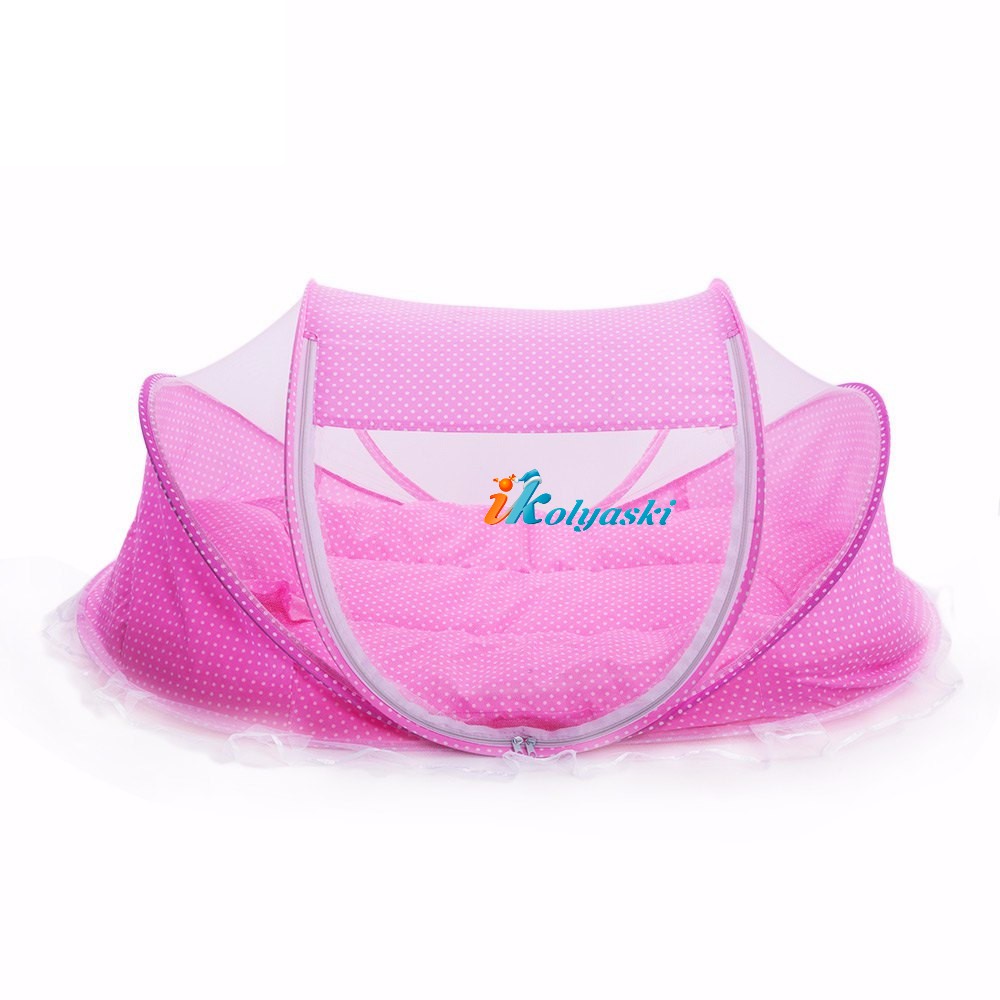 Ecobaby Sweet Cloud - детская компактная складная колыбелька-люлька с куполом москитной сеткой, матрасом и подушечкой, цвет РОЗОВЫЙ,  легкая люлька для новорожденных Экобейби Сладкое Облачко.  Детская компактная складная колыбелька-люлька с куполом москитной сеткой, матрасом и подушечкой,  Ecobaby Sweet Cloud, Ecobaby Сладкое облако, детская складная люлька с москитной сеткой, Детская колыбелька с москитной сеткой, детская компактная люльк