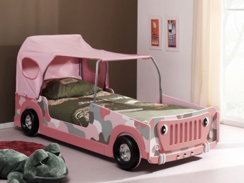 детская кровать-машина Джип для девочки, джип с тентом, тент снимается
