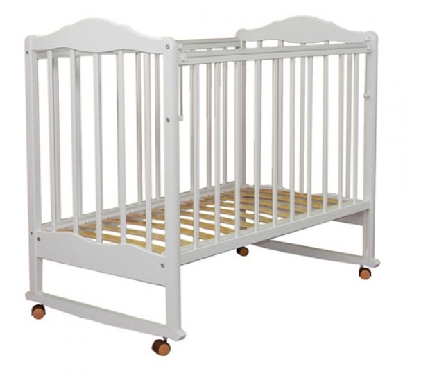 Детская кроватка для новорожденного Березка, колесо-качалка, массив березы, детская кроватка цвет белый, белая детская кроватка, купить детскую кроватку, детские кроватки, кроватка для новорожденного, кроватки для новорожденных, детские кроватки инте