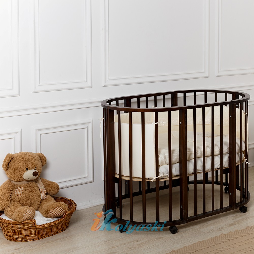 Детская круглая кроватка для новорожденных, круг-овал, кровать детская Incanto MIMI 7в1 , кровать, манеж, стол и 2 стула, спальное место круга люльки - 75х75 см; овала кровати - 125х75 см, цвет венге.   Детская круглая кроватка для новорожденных, кроватка круг-овал, кровать детская Incanto MIMI 7в1 , круглая кровать для новорожденных, овальная кровать для новорожденных, купить круглую кровать для новорожденных, круглая кроватка купить, круглая кроватка фото, круглая кроватка цена