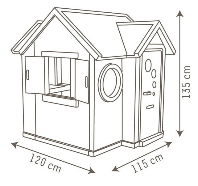 Детский игровой домик, схема.    детский игровой пластиковый Домик Smoby со звонком, артикул 310228 , детский игровой домик из пластика, размер 120х115х135 см.  Детский игровой пластиковый Домик Smoby со звонком, детский игровой домик, детский игровой домик купить, детский игровой домик для дачи, детские домики, детский игровой домик из пластика, детский игровой пластиковый домик, детские домики, детский дом