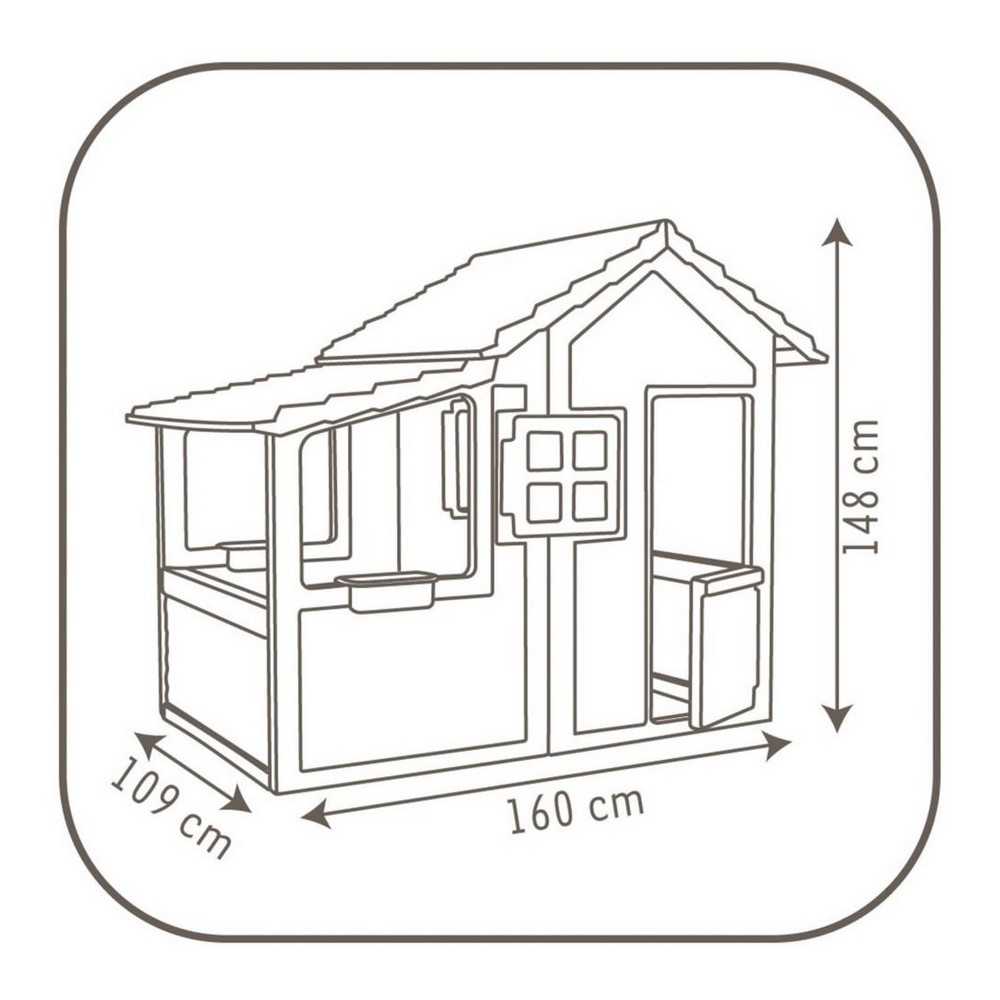 Схема детского игрового домика. Детский игровой пластиковый Домик Садовода Smoby с летней верандой и звонком, артикул 310247, размер  160х109х148, детский игровой домик с террасой. Детский игровой пластиковый Домик Smoby, детский игровой домик, детский игровой домик купить, детский игровой домик для дачи, детские домики, детский игровой домик из пластика, детский игровой пластиковый домик, детские домики, детский домик