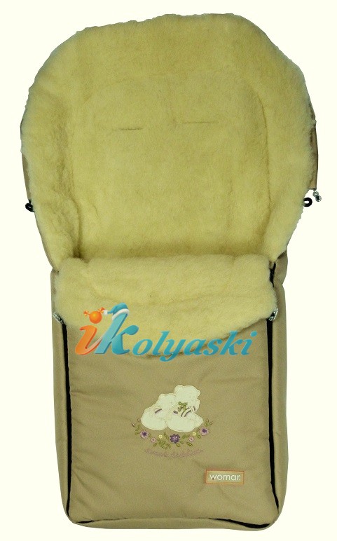 Зимний меховой конверт  Womar с аппликацией, зимний конверт в коляску, конверт для новорожденных на зиму