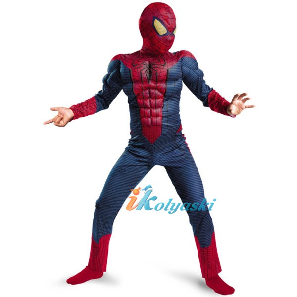Детский карнавальный костюм Человека-паука, костюм Спайдермена с мускулатурой, купить костюм человека паука, детские карнавальные костюмы, новогодние костюмы, маскарадные костюмы, костюмы героев кино, супергероев, воинов, персонажей мультфильмов, комиксов, куплю костюм человека паука