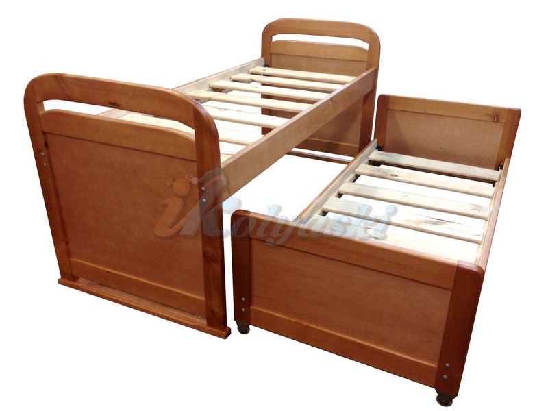 Двухъярусная детская кровать Мурзилка со вторым выкатным ложем, двухъярусная детская кровать из натурального дерева, ВМК-Шале, детская кровать для двойни, кровать для погодок, кровать мурзилка, детская кровать двухъярусная, детская двухъярусная кровать, детская двухъярусная кровать купить
