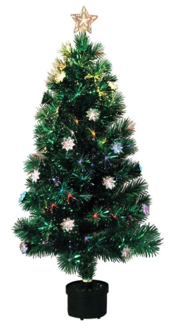 новогодняя елка световод Салют, 120 см, 220V, 125 веток, (25х0. 4мм) , 24 лампы (PVC+фольга), верхушка звезда, артикул Е80117, Snowmen