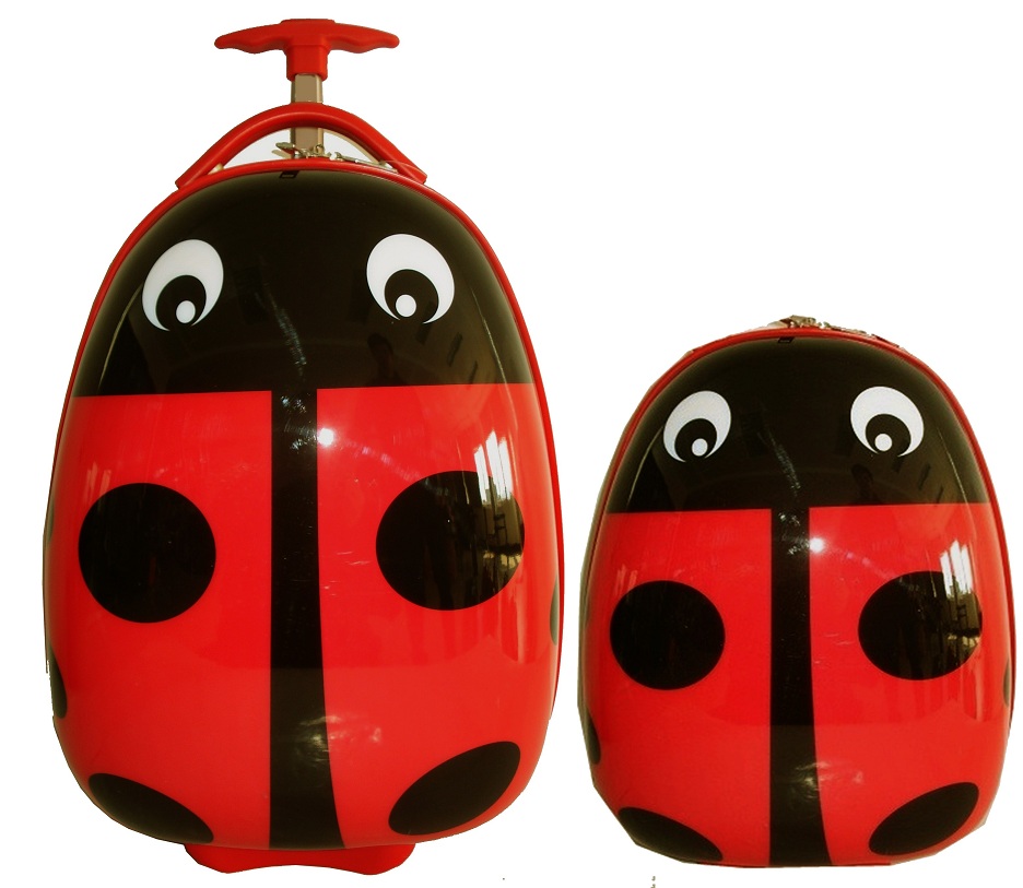 детский чемодан на колесах, детский чемодан на колесиках, Lady Bug Trolley Case, Чемодан Божья Коровка, рюкзак Божья Коровка, самые легкие в мире детские чемоданы на колесиках, светящиеся колеса, самый легкий портфель для первоклассника