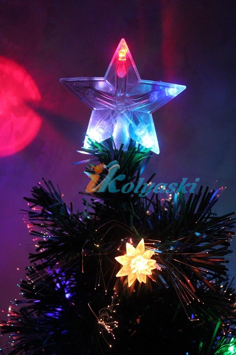 Новогодняя светодиодная елка световод 150 см, 180 веток (30х0.4 мм)+ 40 шт. неоновых 4-цвета кристаллов и звезда (LED), артикул Е50780, Snowmen.   Новогодняя светодиодная елка световод 150 см, 180 веток (30х0.4 мм)+ 40 шт. неоновых 4-цвета цветков и звезда (LED), артикул Е50780, Snowmen, светодиодные елки, оптоволоконные елки, купить новогоднюю елку, светящиеся елки, новогодняя елка купить, елка световод