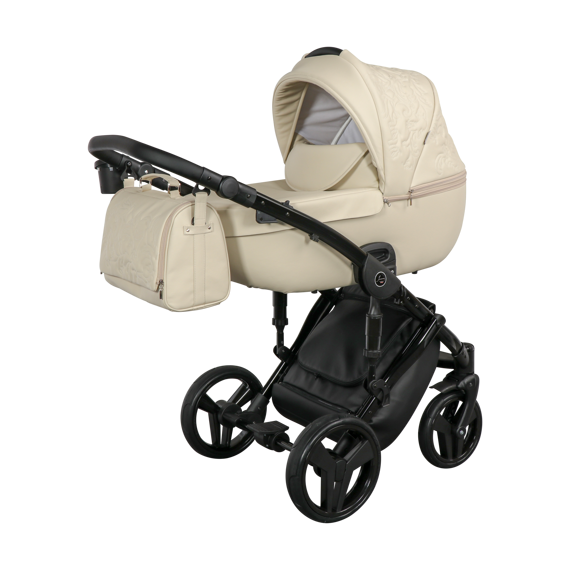 Junama Enzo 3 в 1 коляска для новорожденных - модная новинка 2018. Экокожа с отделкой вышивкой, цвет  JME-02