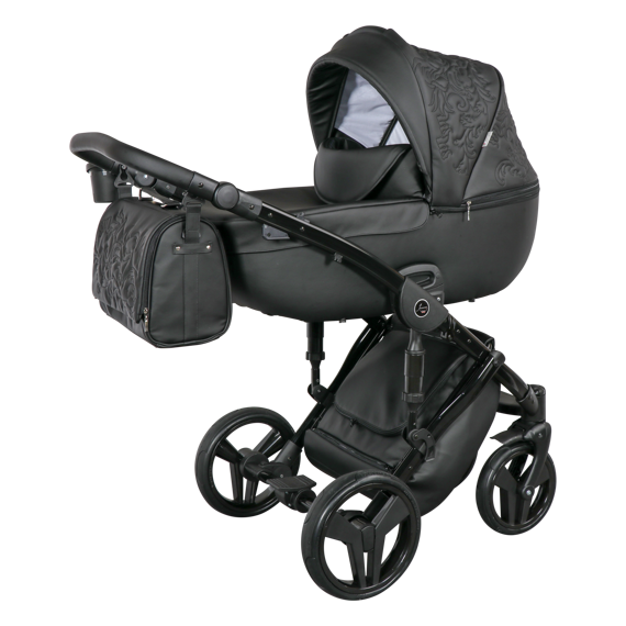 Junama Enzo 3 в 1 коляска для новорожденных - модная новинка 2018. Экокожа с отделкой вышивкой, цвет  JME-04