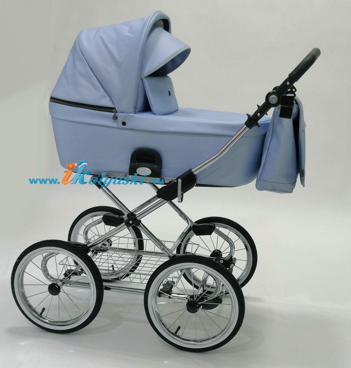 Roan Coss Classic коляска для новорожденных 3 в 1 на больших колесах новые цвета 2020 - купить в интернет-магазине Иколяски в Москве с доставкой по РФ - цвет Blue Pearl