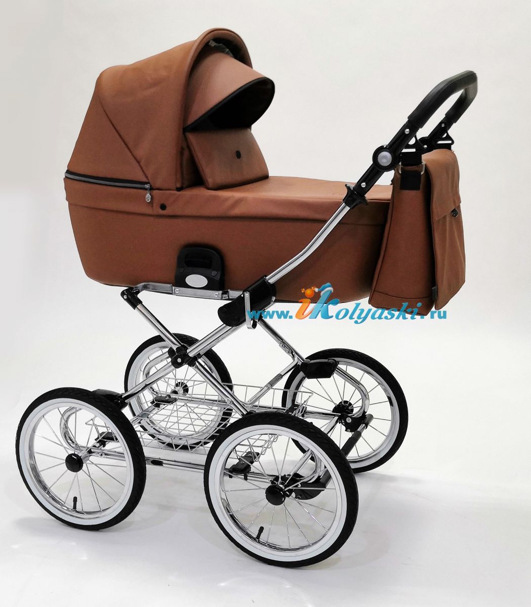 Roan Coss Classic коляска для новорожденных  на больших колесах новые цвета 2020 - купить в интернет-магазине Иколяски в Москве с доставкой по РФ - цвет Cognac