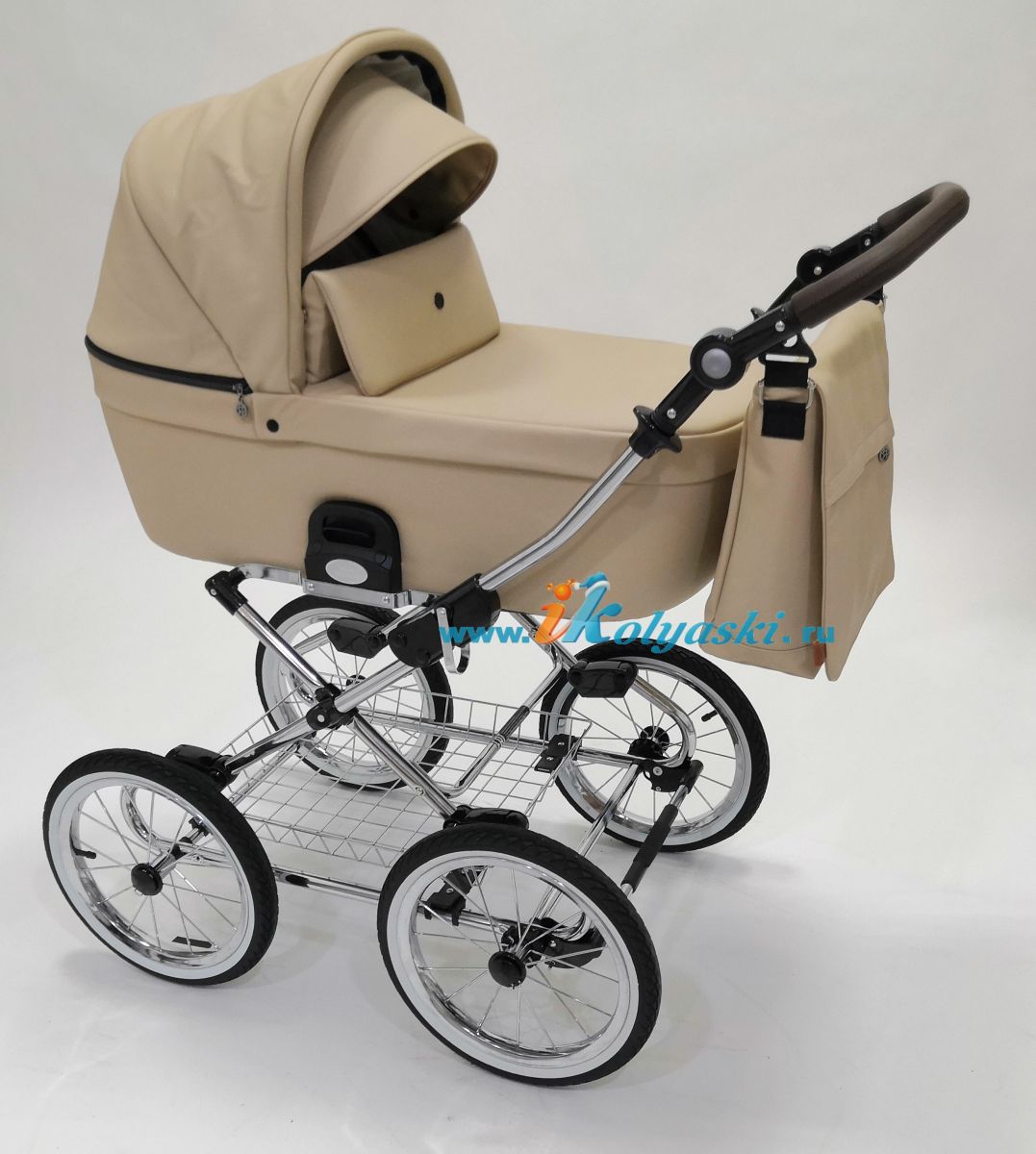 Roan Coss Classic коляска для новорожденных 3 в 1 на больших колесах новые цвета 2020 - купить в интернет-магазине Иколяски в Москве с доставкой по РФ - цвет Cappuccino