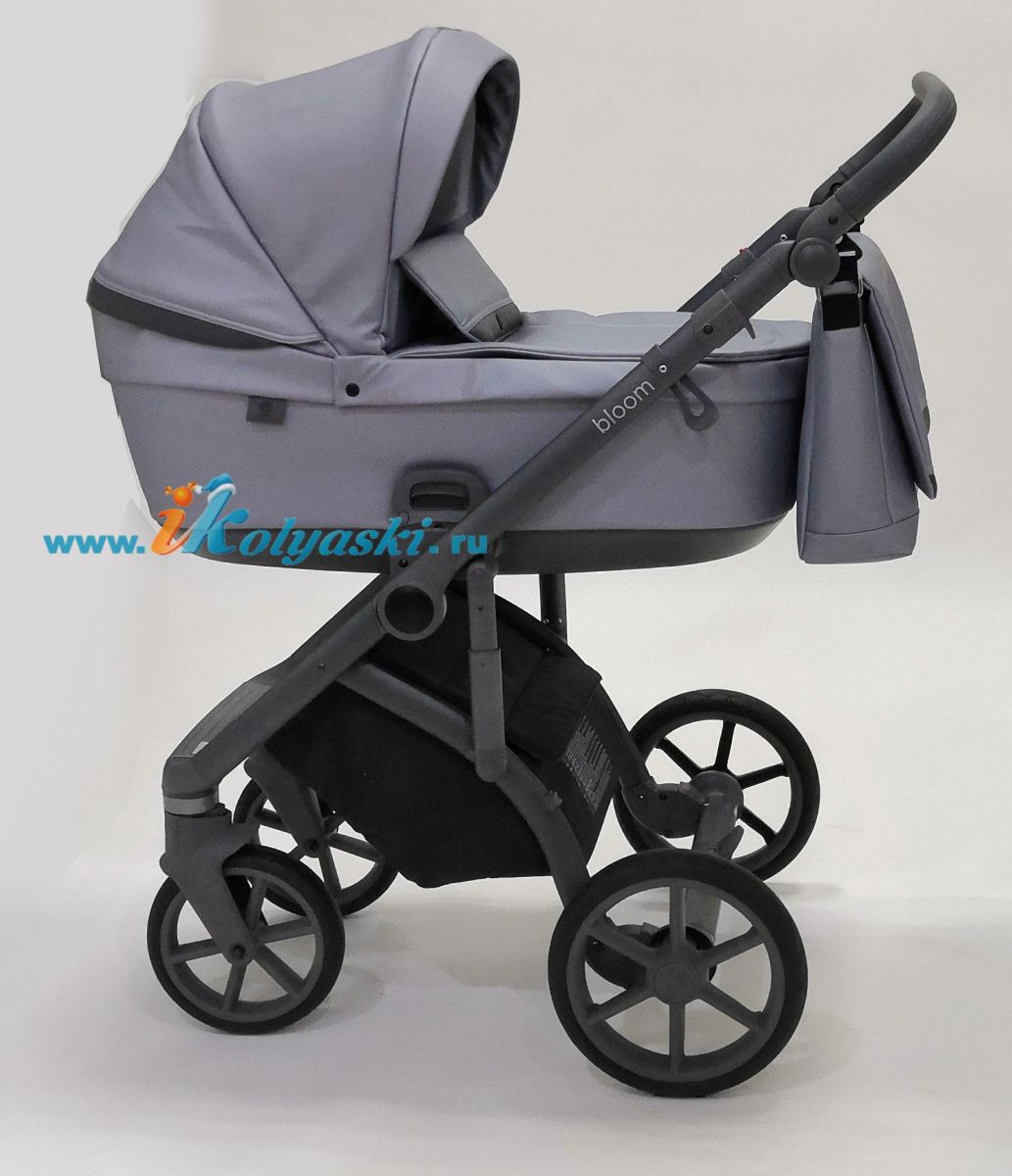 Roan Bloom 3 в 1 детская коляска для новорожденного на гелиевых бескамерных поворотных колесах с прогулочным блоком и автокреслом - купить в интернет-магазине в Москве с доставкой по РФ - цвет  Grey Pearl 