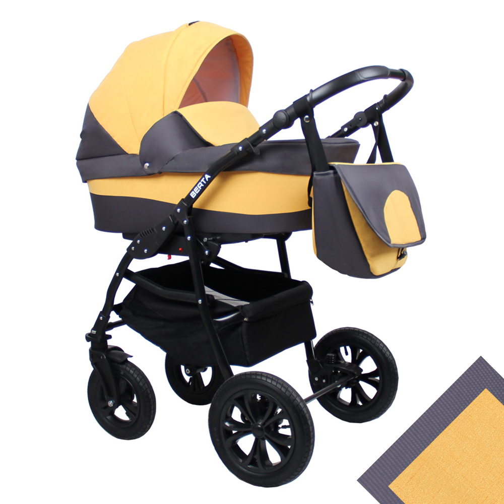 Детская коляска для новорожденных 2 в 1 на поворотных колесах, модульная коляска с прогулочным блоком Alis Berta, Алис Берта. Цвет Be-05