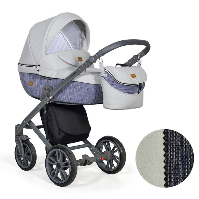 Коляска для новорожденных 2 в 1 Indigo Marco City на поворотных колесах с прогулочным блоком, экокожа или экокожа с тканью, цвет Мс-02