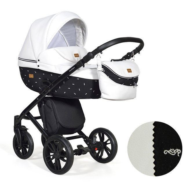 Коляска для новорожденных 2 в 1 Indigo Marco City на поворотных колесах с прогулочным блоком, экокожа или экокожа с тканью, цвет Мс-03