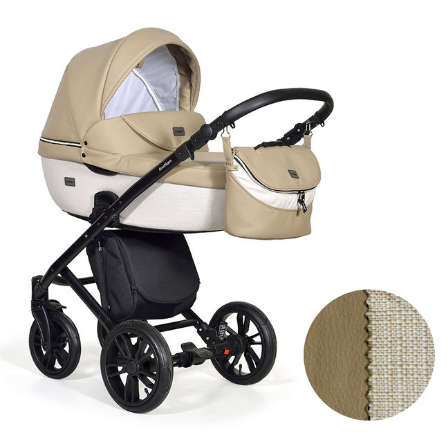 Коляска для новорожденных 2 в 1 Indigo Marco City на поворотных колесах с прогулочным блоком, экокожа или экокожа с тканью, цвет Мс-04