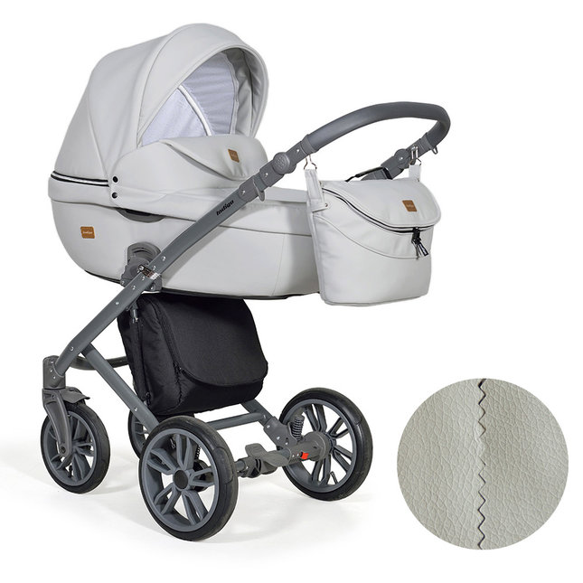 Коляска для новорожденных 2 в 1 Indigo Marco City на поворотных колесах с прогулочным блоком, экокожа или экокожа с тканью, цвет Мс-05
