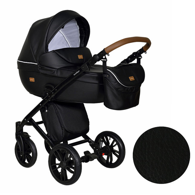 Коляска для новорожденных 2 в 1 Indigo Marco City на поворотных колесах с прогулочным блоком, экокожа или экокожа с тканью, цвет Мс-07