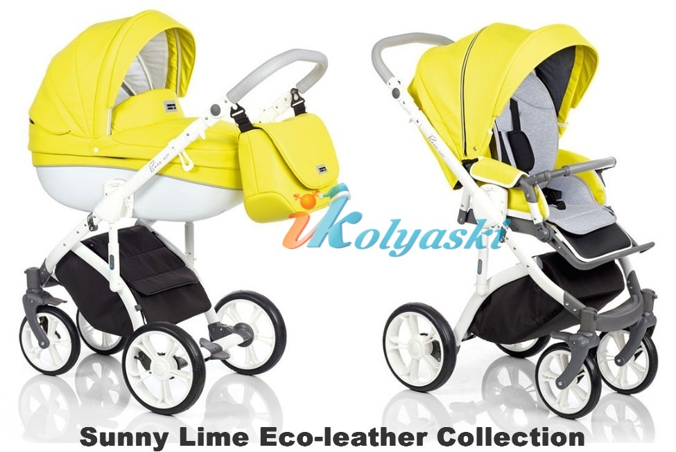 Roan Bass Soft LE 2 в 1, Eco-Leather Collection, Детская коляска для новорожденных, на поворотных колесах,  цвет Sunny Lime