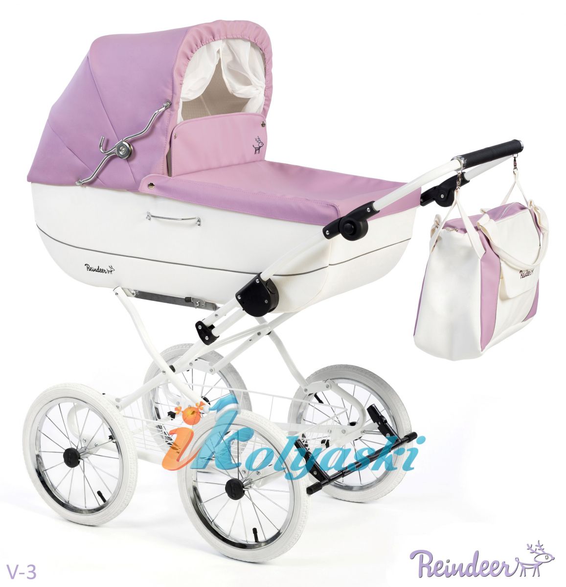 Классическая коляска люлька для новорождённых Reindeer Vintage 1 в 1