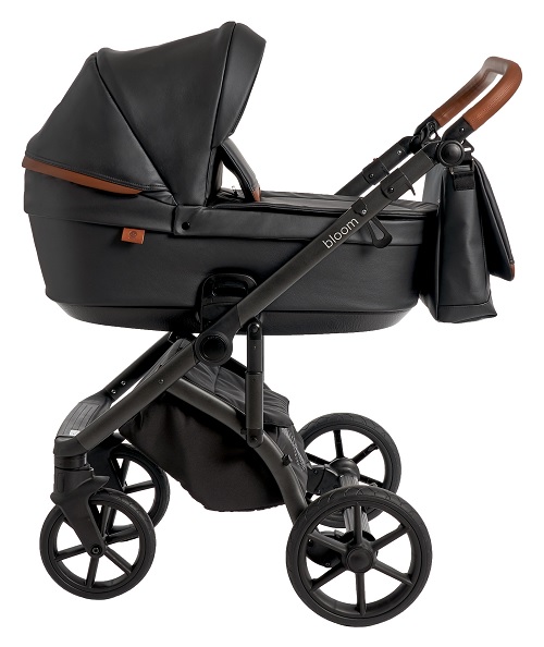 Roan Bloom 2 в 1 детская коляска для новорожденного Роан Блум на гелиевых поворотных колесах с прогулочным блоком - купить с доставкой по РФ- цвет Black Perl перламутровая экокожа
