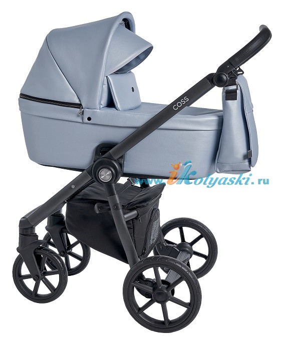 Roan Coss коляска для новорожденных 3 в 1 с компактной складной рамой новые цвета 2020 - Blue Pearl  экокожа