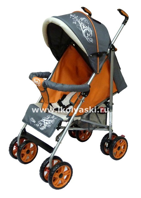 Детская коляска-трость Emily Elite - Эмили Элит, артикул Е1265-С4 , код 138397,  цвет серый с оранжевым и бежевым