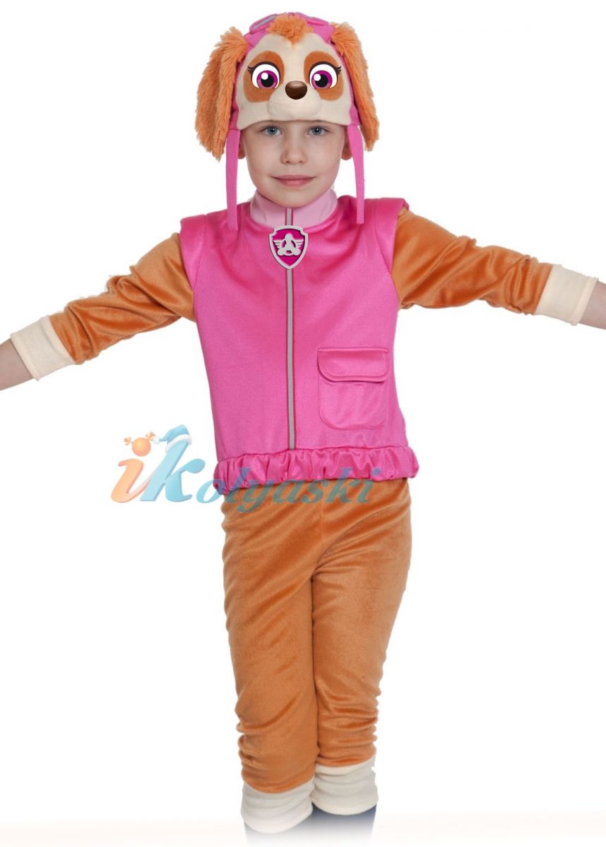 Костюм Скай из мультфильма Щенячий Патруль, детский карнавальный костюм для девочки Скай спасатель авиатор, размер XS на 3-4 года, рост 104-110 см, артикул 88003-XS.
