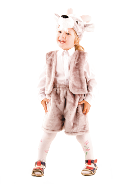 Детский карнавальный костюм Козлика, карнавальный костюм из искусственного меха. В комплекте: шорты, жилет, шапка с рогами, фирма Батик, костюм козлика, детский карнавальный костюм козлика, костюм козла, костюм козлика детский, костюм серого козлика