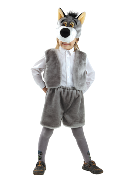 Детский карнавальный костюм Волка, костюм серого волка, маскарадный костюм для детей, костюм из искусственного меха, фирма Батик, Россия