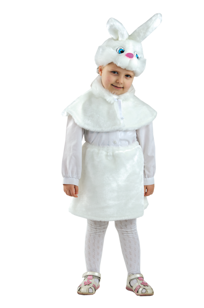 Детский карнавальный костюм Зайка Белая, костюм зайчика для девочки, искусственный мех, Батик, Россия