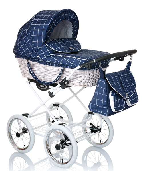 Детская коляска для новорожденных в стиле ретро плетеная корзина из натуральной лозы БЕЛАЯ,  Lonex Retro