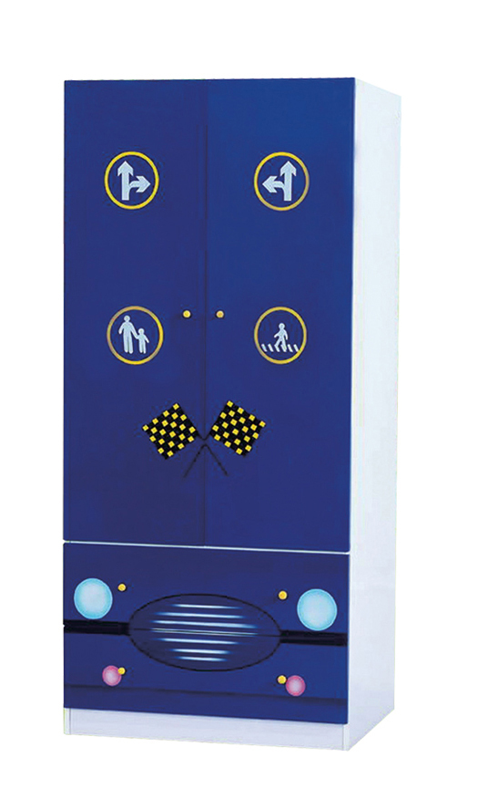 Детский шкаф для одежды Формула 1, цвет синий, артикул 350, материал МДФ