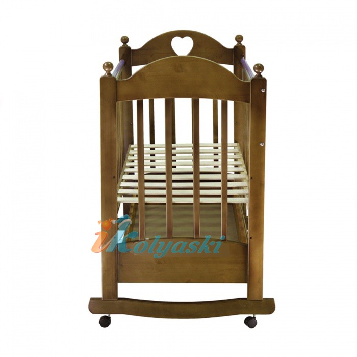 Детская кроватка для новорожденных Марьяна-2, колесо-качалка, с ящиками, цвет орех 120х60 см