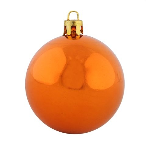 Новогодний ОРАНЖЕВЫЙ шар, небьющийся, 15 см, большой елочный шар для высоких елок, в пакете, артикул ЕК0287, фирма Snowmen.