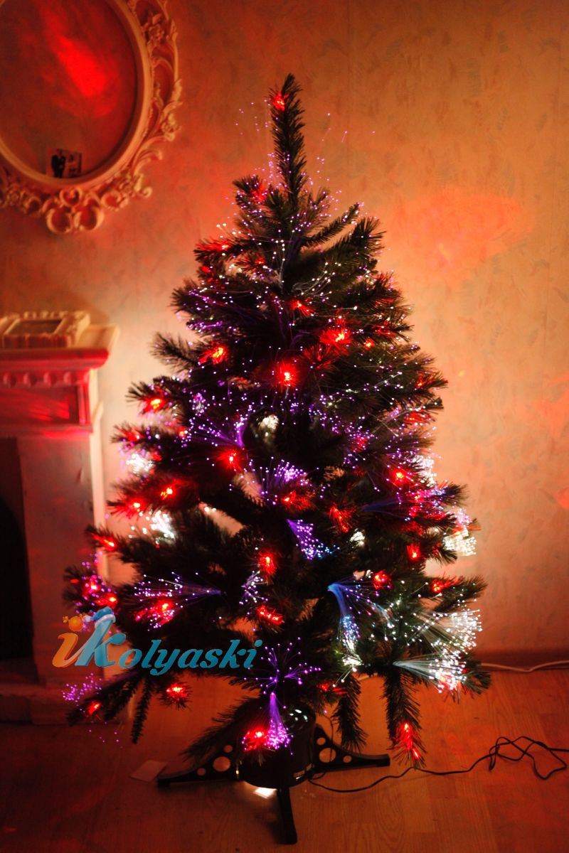 Новогодняя светодиодная елка-световод со светящимися иголками, оптоволоконная елка с красными светодиодами лампами LED, 155 см, ВЕРСАЛЬ, фирма GiftTree Crafts Company, США