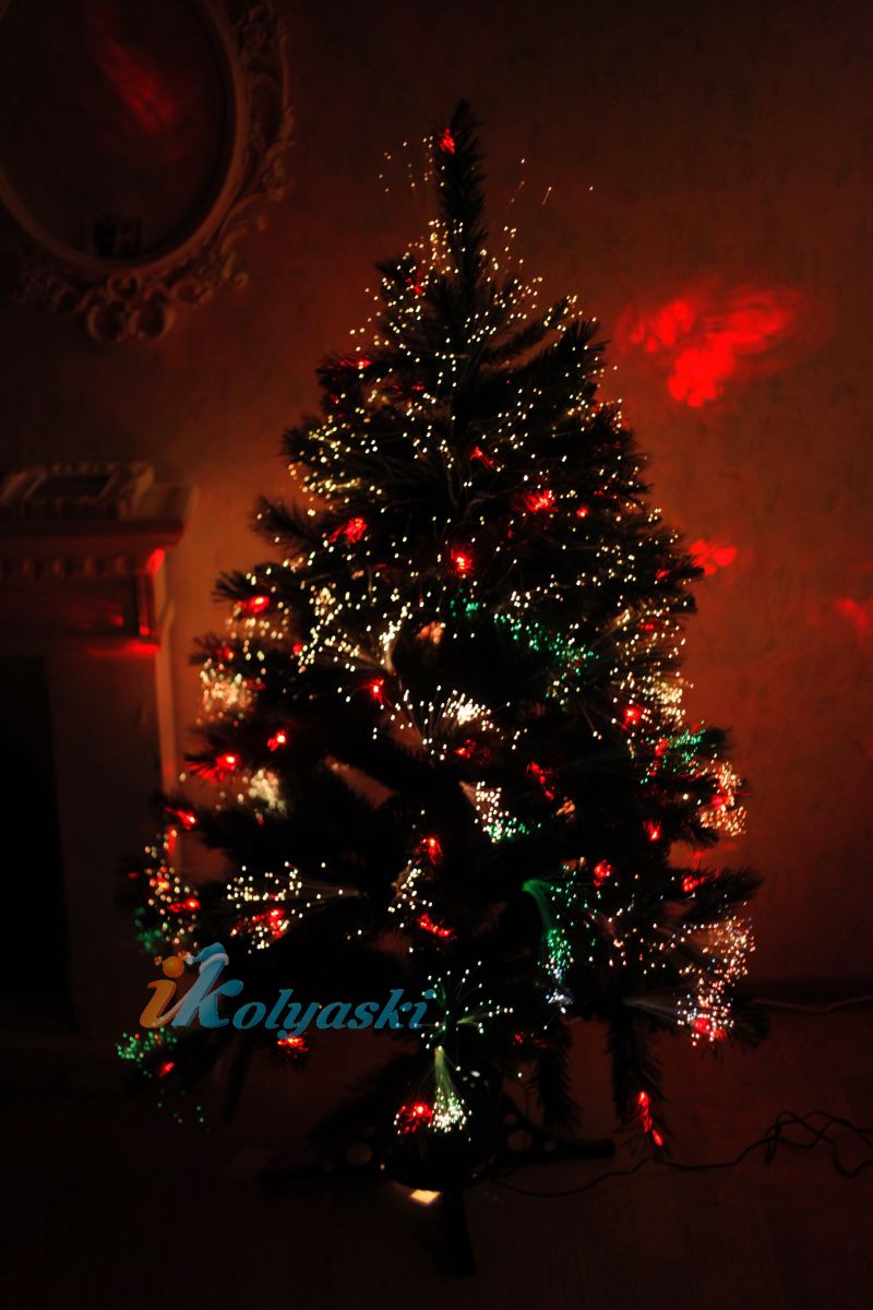 Новогодняя светодиодная елка-световод со светящимися иголками, оптоволоконная елка с красными светодиодами лампами LED, 155 см, ВЕРСАЛЬ, фирма GiftTree Crafts Company, США