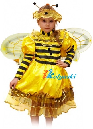 Детский карнавальный костюм Пчелки, нарядное платье с крылышками, серия Карнавалия текстиль, фирма Остров игрушки