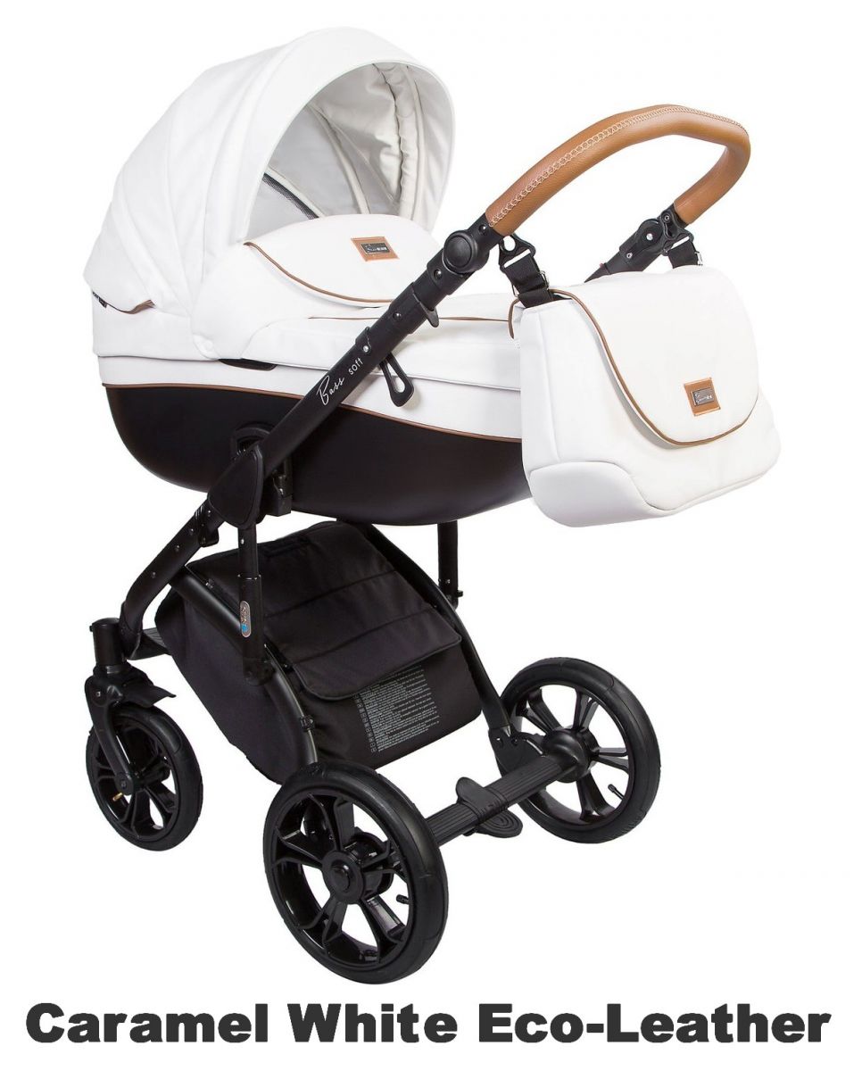 Roan Bass Soft LE 2 в 1, Eco-Leather Collection, Детская коляска для новорожденных, на поворотных колесах,  цвет Caramel White