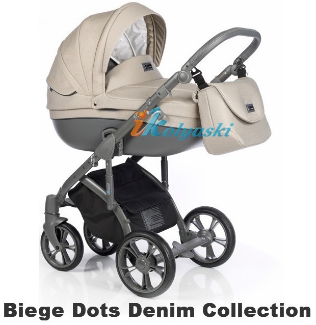 коляска для новорожденных Roan Bass Soft LE 3 в 1 Denim Collection цвет Biege Dots