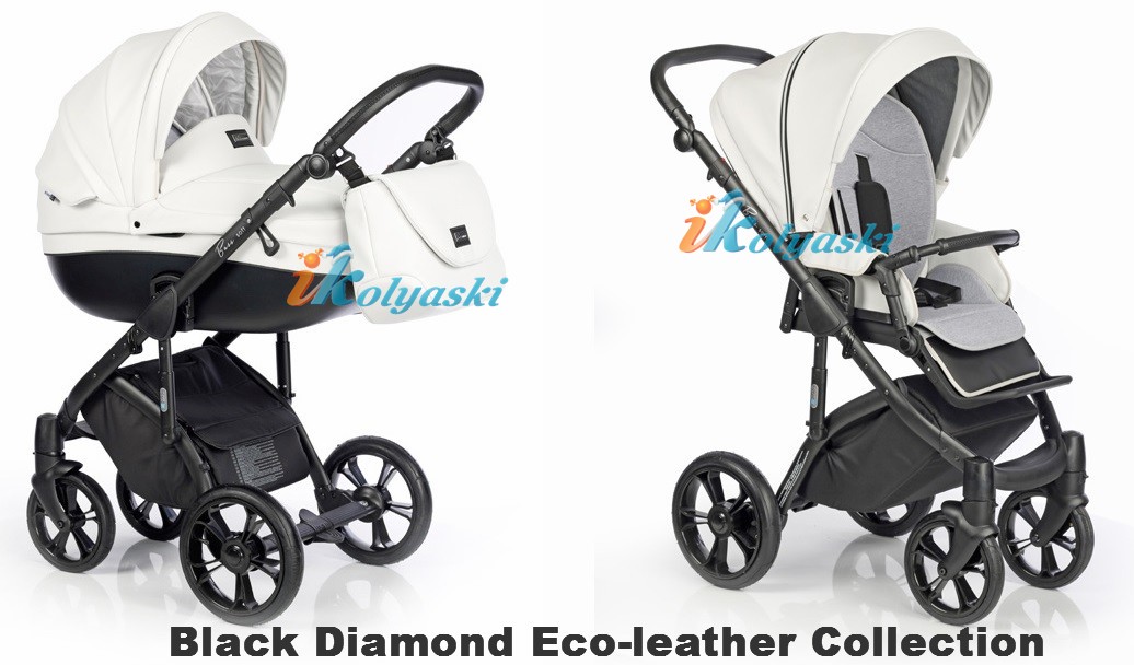 Roan Bass Soft LE 2 в 1, Eco-Leather Collection, Детская коляска для новорожденных, на поворотных колесах,  цвет Black Diamond