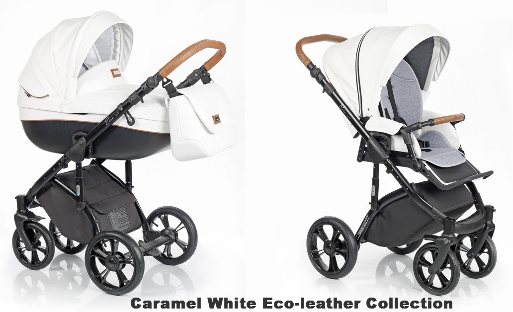 Roan Bass Soft LE 2 в 1, Eco-Leather Collection, Детская коляска для новорожденных, на поворотных колесах,  цвет Caramel White