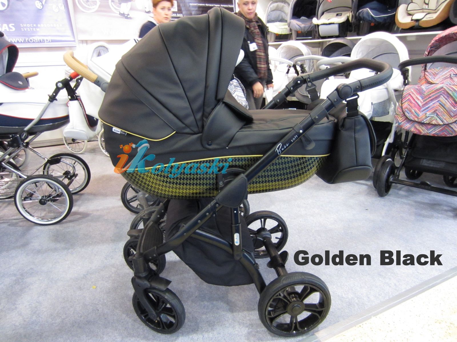 Roan Bass Soft LE 2 в 1, Eco-Leather Collection, Детская коляска для новорожденных, на поворотных колесах,  цвет Golden Black